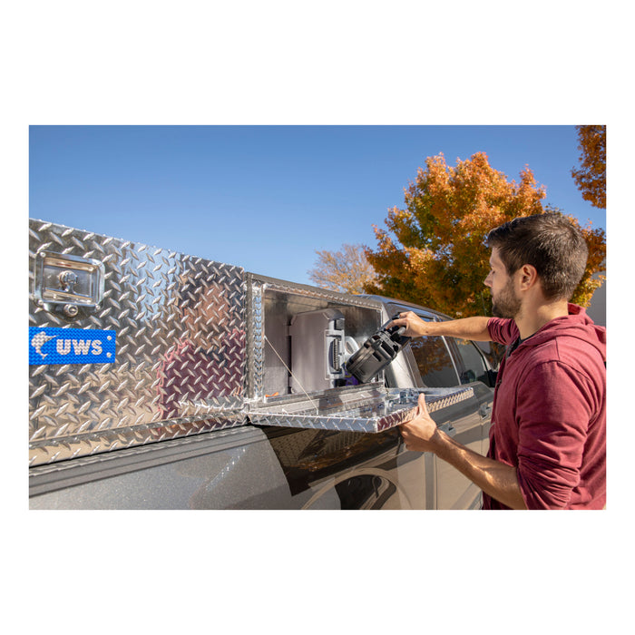 UWS TBTS-96 Bright Aluminum 96in. Double-Door Topside Truck Tool Box - Truck Part Superstore