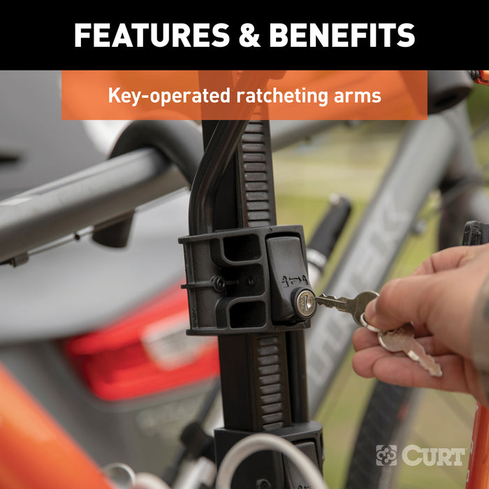 CURT 18085 Tray-Style Hitch-Mounted Bike Rack (2 Bikes; 1-1/4in. or 2in. Shank) - Truck Part Superstore