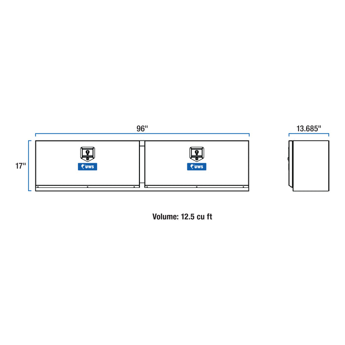 UWS TBTS-96 Bright Aluminum 96in. Double-Door Topside Truck Tool Box - Truck Part Superstore