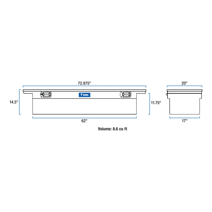 UWS EC10633 Matte Black Aluminum 72in. Crossover Tool Box with Pull Handles (Heavy Packaging - Truck Part Superstore