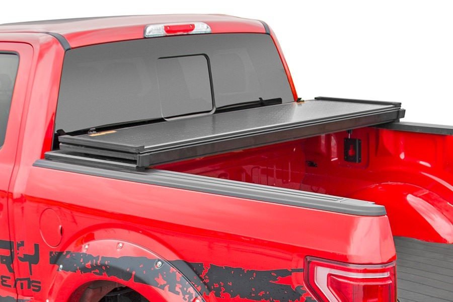 Rough Country 45515650A Hard Folding Bed Cover 6.5 Ft Bed 15-21 Ford F-150 2WD/4WD Rough Country - Truck Part Superstore