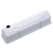 Proform 141-935 Valve Covers; Slant-Edge Tall; Die Cast; White w/ Raised Bowtie Logo; SB Chevy - Truck Part Superstore