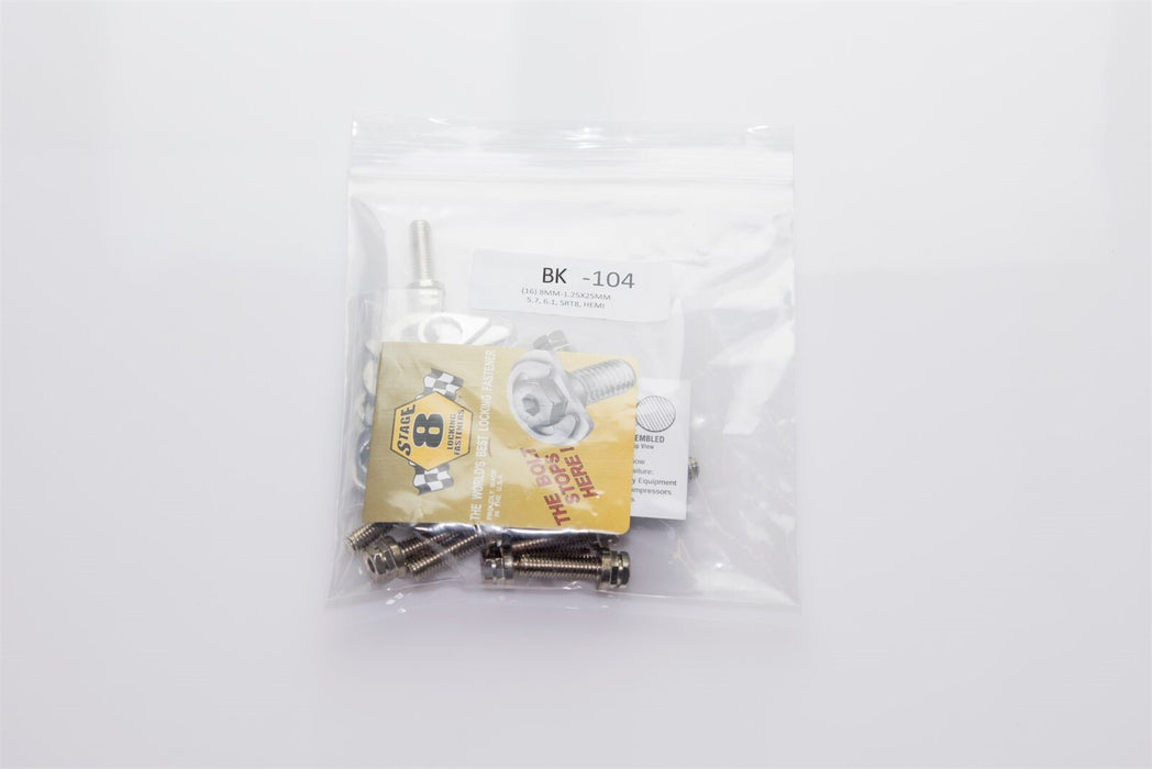 Kooks Custom Headers BK104 Stage 8 Header Bolt Kit-16) M8-1.25 x 25mm Bolts and Locking Hardware. - Truck Part Superstore