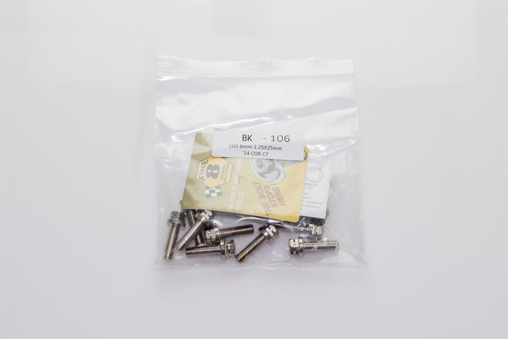Kooks Custom Headers BK106 Stage 8 Header Bolt Kit-10) M8-1.25 x 25mm Bolts and Locking Hardware. - Truck Part Superstore