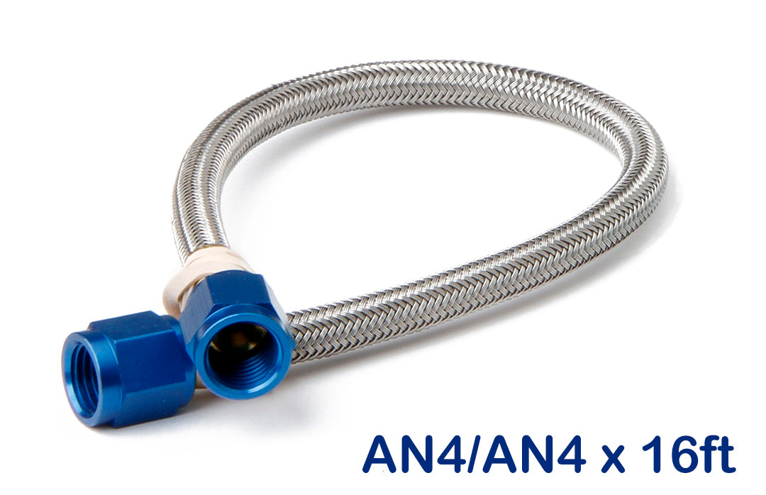 NOS/Nitrous Oxide System 15300NOS Stainless Steel Braided Hose; -4AN; 16 ft.; Blue; - Truck Part Superstore