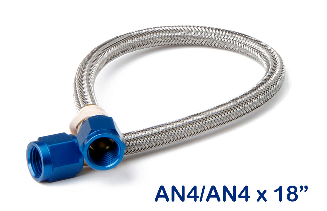 NOS/Nitrous Oxide System 15220NOS Stainless Steel Braided Hose; -4AN; 18 in.; Blue; - Truck Part Superstore