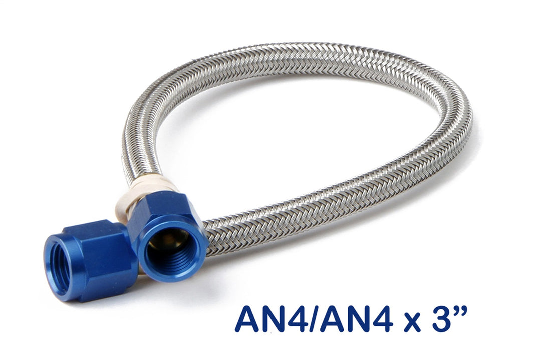 NOS/Nitrous Oxide System 15100NOS Stainless Steel Braided Hose; -4AN; 3 in.; Blue; - Truck Part Superstore