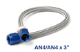 NOS/Nitrous Oxide System 15100NOS Stainless Steel Braided Hose; -4AN; 3 in.; Blue; - Truck Part Superstore
