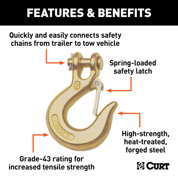 CURT 81900 1/4in. Safety Latch Clevis Hook (7;800 lbs; 1/4in. Pin) - Truck Part Superstore