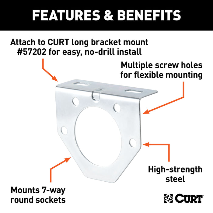 CURT 58222 CURT 58222 Vehicle-Side Trailer Wiring Harness Mounting Bracket for 7-Way Round - Truck Part Superstore