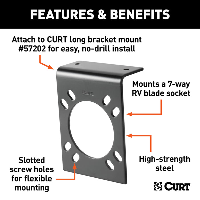 CURT 57205 Connector Mounting Brackets for 7-Way RV Blade (Black; 12-Pack) - Truck Part Superstore