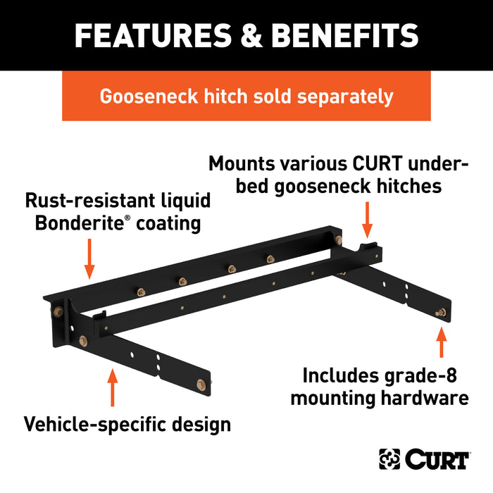 CURT 60631 Under-Bed Gooseneck Installation Brackets; Select Silverado; Sierra C/K - Truck Part Superstore