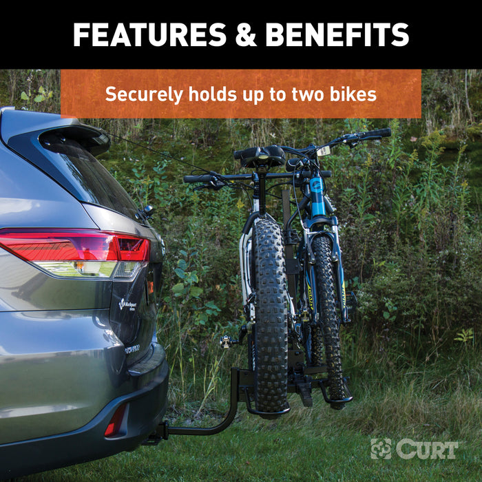 CURT 18085 Tray-Style Hitch-Mounted Bike Rack (2 Bikes; 1-1/4in. or 2in. Shank) - Truck Part Superstore