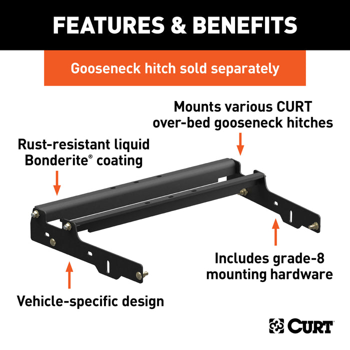 CURT 61503 Over-Bed Gooseneck Installation Brackets; Select Chevy; GMC C/K-Series; 8ft. Bed - Truck Part Superstore