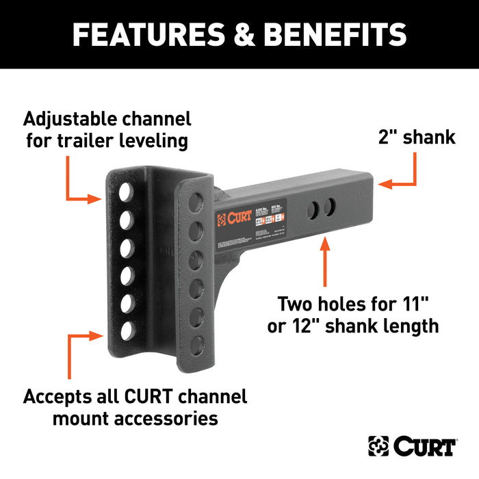 CURT 45911 Replacement 2in. Adjustable Channel Mount Shank (Fits #45901; 6;000 lbs.) - Truck Part Superstore