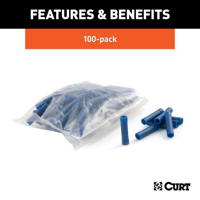 CURT 59422 CURT 59422 16-14 Gauge Blue Vinyl-Insulated Wire Butt Connectors; 100-Pack - Truck Part Superstore