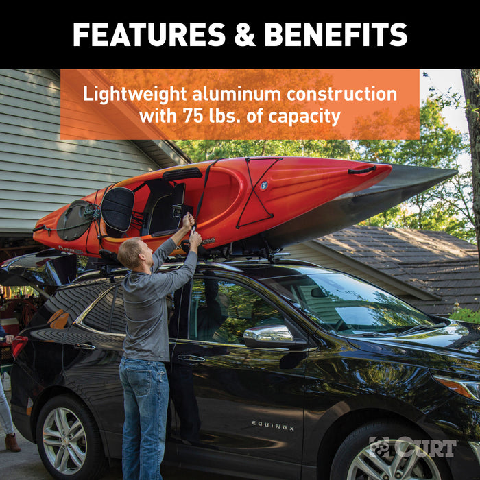 CURT 18320 CURT 18320 Fully Adjustable Aluminum Universal Kayak Roof Rack Carrier; 2-Pack - Truck Part Superstore