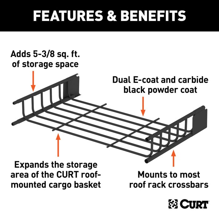 CURT 18117 CURT 18117 21 x 37-Inch Roof Rack Extension for CURT Rooftop Cargo Carrier 18115 - Truck Part Superstore