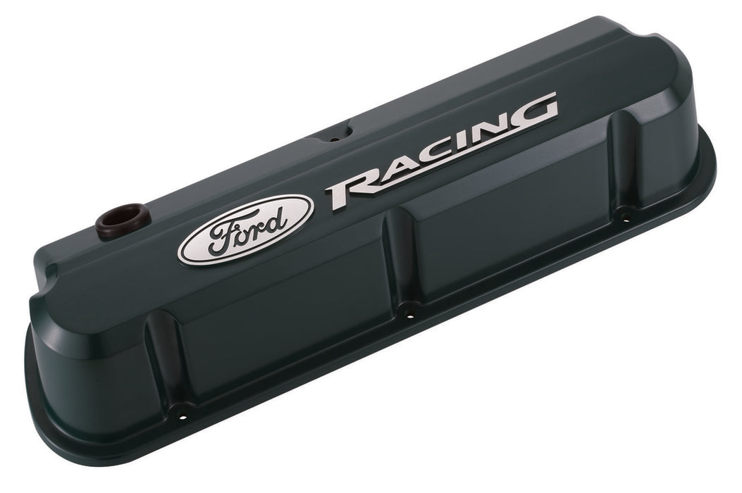 Proform 302-141 Valve Covers; Slant-Edge Tall; Die Cast; Green with Raised Ford Logo; SB Ford - Truck Part Superstore
