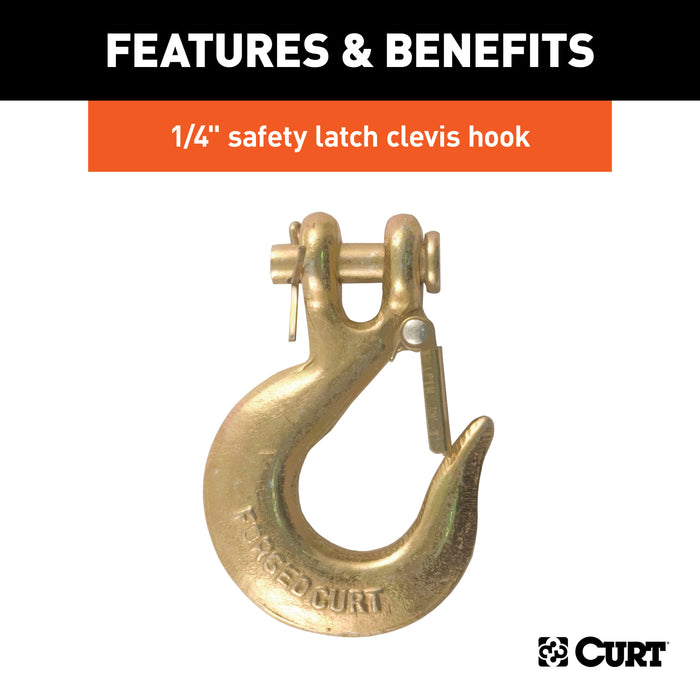 CURT 80303 35in. Safety Chain with 1 Clevis Hook (12;600 lbs; Yellow Zinc) - Truck Part Superstore