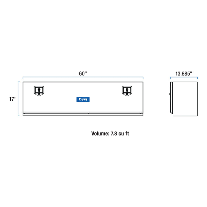 UWS TBTS-60-BLK Gloss Black Aluminum 60in. Single-Door Topside Truck Tool Box (LTL Shipping Only - Truck Part Superstore