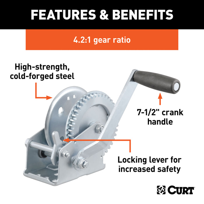 CURT 29424 Hand Crank Win. (1;200 lbs; 7-1/2in. Handle) - Truck Part Superstore
