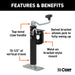 CURT 28301 Bracket-Mount Swivel Jack with Top Handle (2;000 lbs; 10in. Travel; Packaged) - Truck Part Superstore