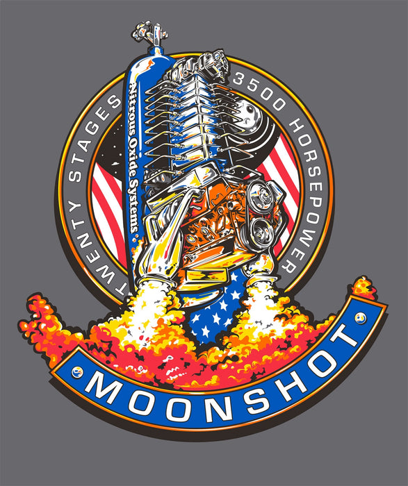 NOS/Nitrous Oxide System 10293-MDHOL T-Shirt; NOS Moonshot Tee; Heather Gray; Medium; - Truck Part Superstore