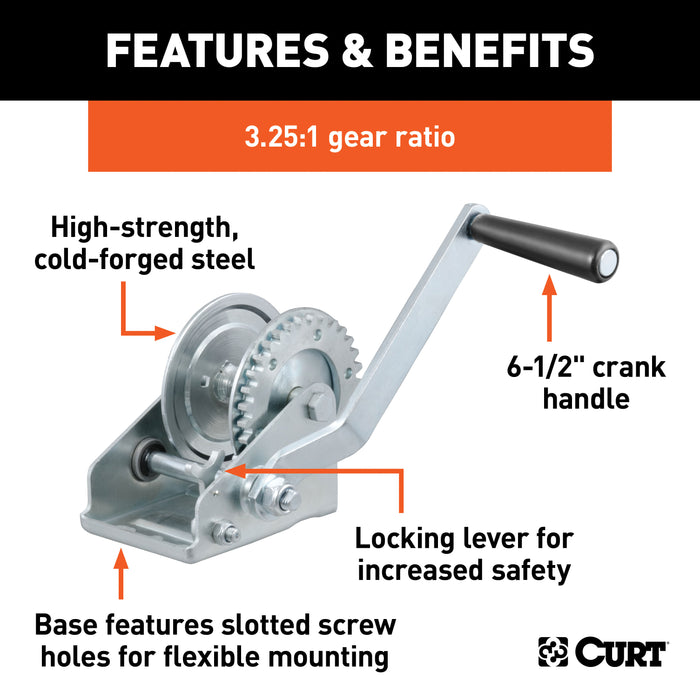 CURT 29423 Hand Crank Win. (900 lbs; 6-1/2in. Handle) - Truck Part Superstore