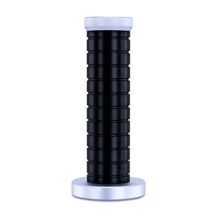 Mishimoto MMSK-BMXSLBK Grip Shift Knob, Black Grip, Silver Top and Bottom - Truck Part Superstore