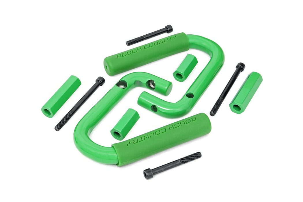 Rough Country 6501GREEN Jeep Front Solid Steel Grab Handles 07-18 Wrangler JK Green Rough Country - Truck Part Superstore