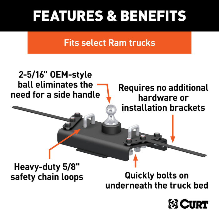 CURT 60626 OEM-Style Gooseneck Hitch; Select Ram 3500 - Truck Part Superstore