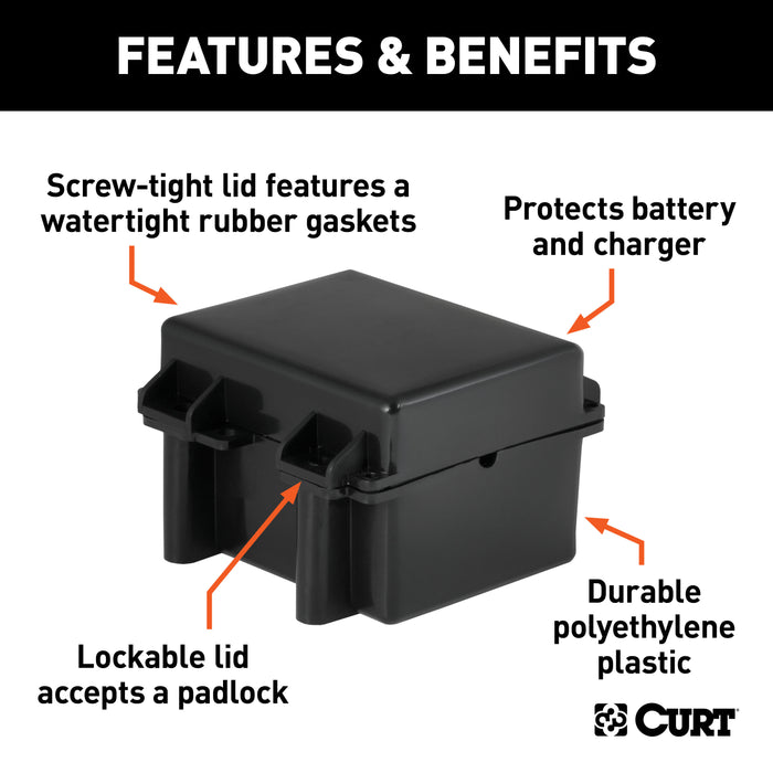 CURT 52027 5in. x 3-3/8in. x 3-3/4in. Watertight Breakaway Battery Case - Truck Part Superstore