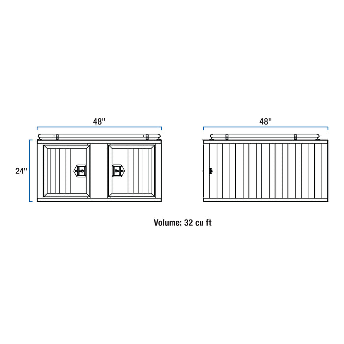 UWS DB-4848 Bright Aluminum 48in. x 48in. Double-Door Dog Box with Divider - Truck Part Superstore