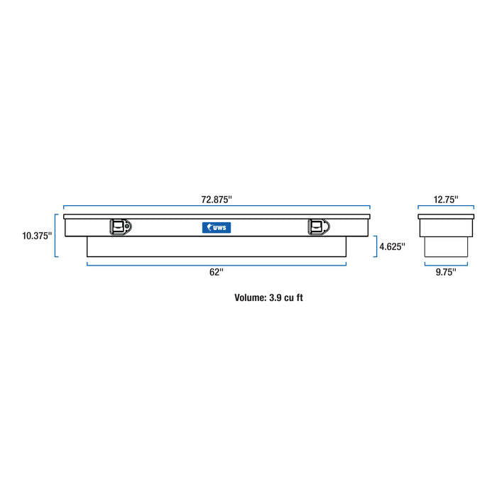 UWS TBS-72-SL-BLK Gloss Black Aluminum 72in. Slim-Line Crossover Truck Tool Box (LTL Shipping Only - Truck Part Superstore