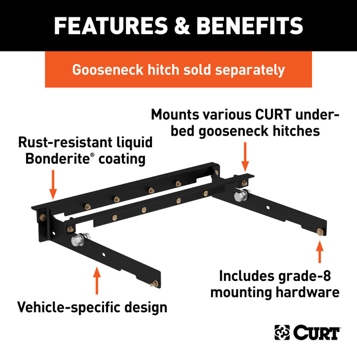 CURT 60636 Under-Bed Gooseneck Installation Brackets; Select Ford F-150; F-250; F-350 - Truck Part Superstore