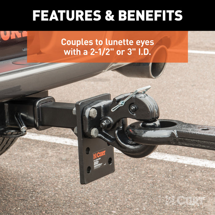 CURT 48210 Pintle Hook (20;000 lbs.; 2-1/2in. or 3in. Lunette Rings) - Truck Part Superstore
