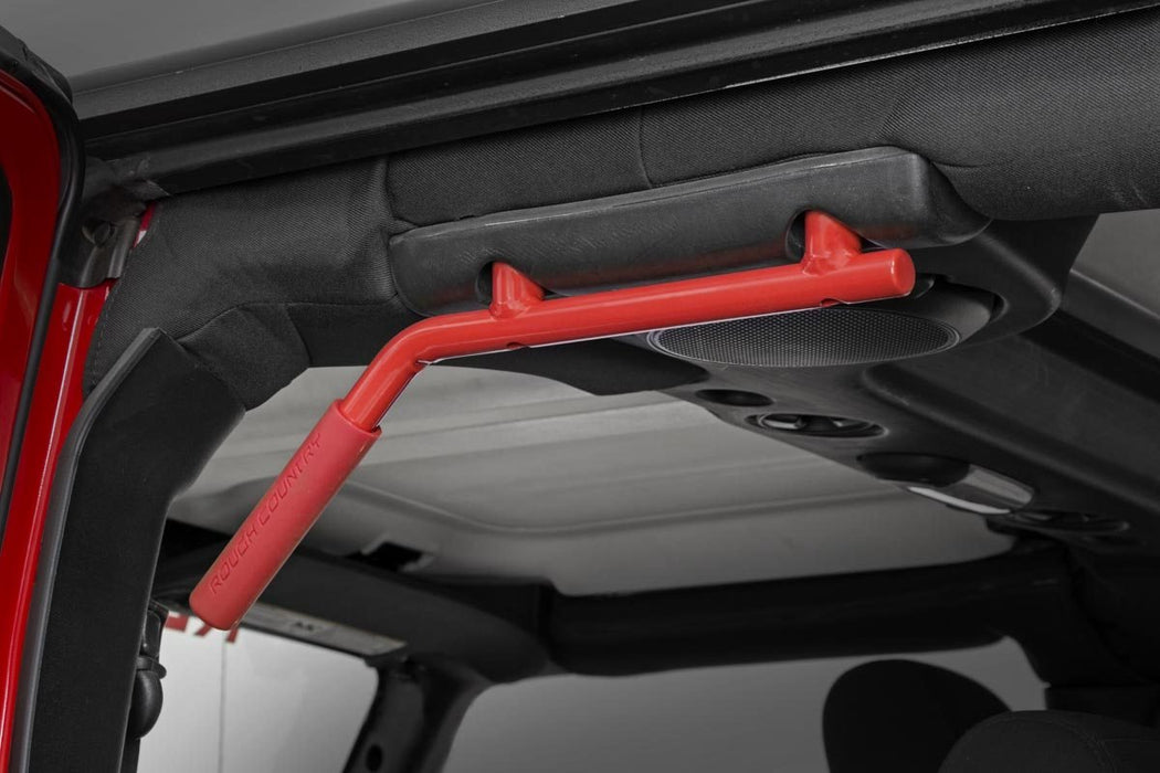 Rough Country 6503RED Jeep Solid Steel Grab Handle Set 07-18 Wrangler JK Red Rough Country - Truck Part Superstore
