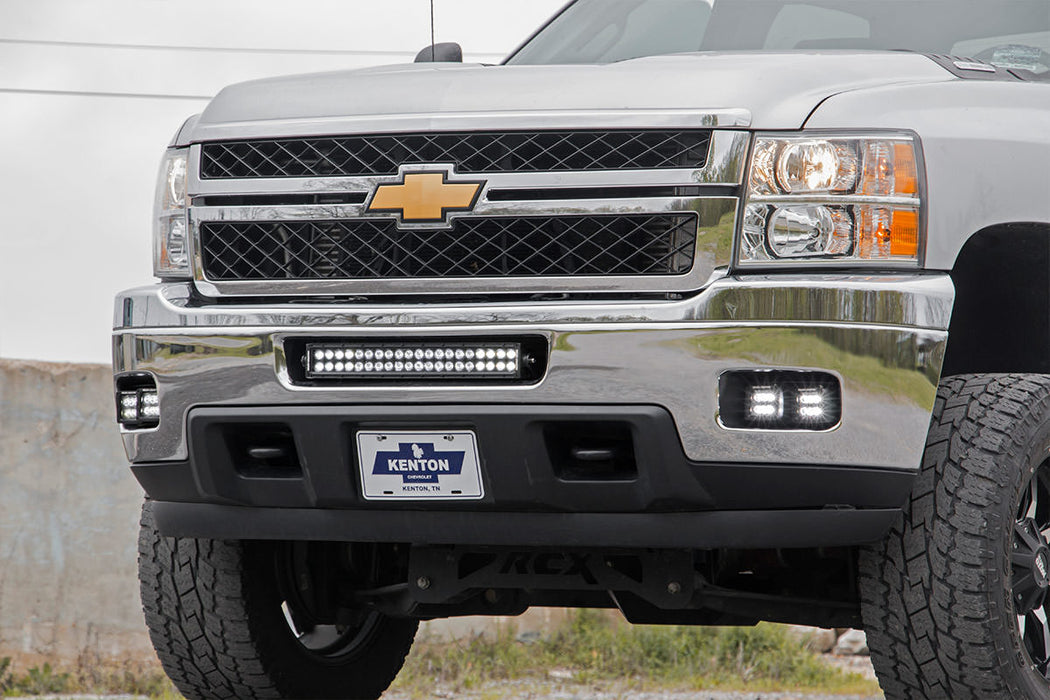 Rough Country 70628DRL Chevrolet LED Fog Light Kit Black Series w/White DRL 11-14 Silverado HD Rough Country - Truck Part Superstore