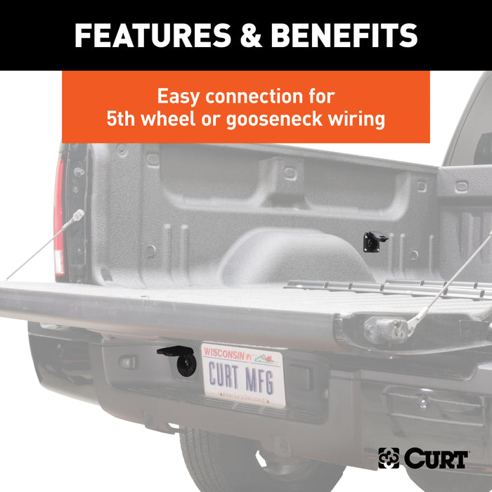 CURT 56000 10ft. Custom Wiring Extension Harness (Adds 7-Way RV Blade to Truck Bed) - Truck Part Superstore