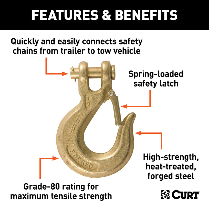 CURT 81980 1/2in. Safety Latch Clevis Hook 48;000 lbs; 1/2in. Pin) - Truck Part Superstore