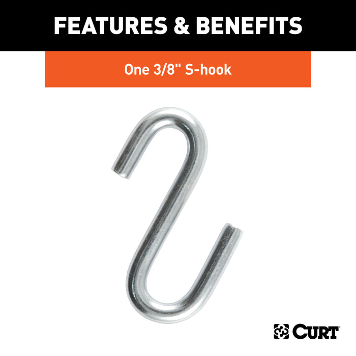 CURT 80020 27in. Safety Chain with 1 S-Hook (2;000 lbs; Clear Zinc) - Truck Part Superstore
