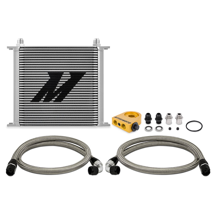 Mishimoto MMOC-U34TSL Universal Thermostatic Oil Cooler Kit, 34-Row, Silver - Truck Part Superstore