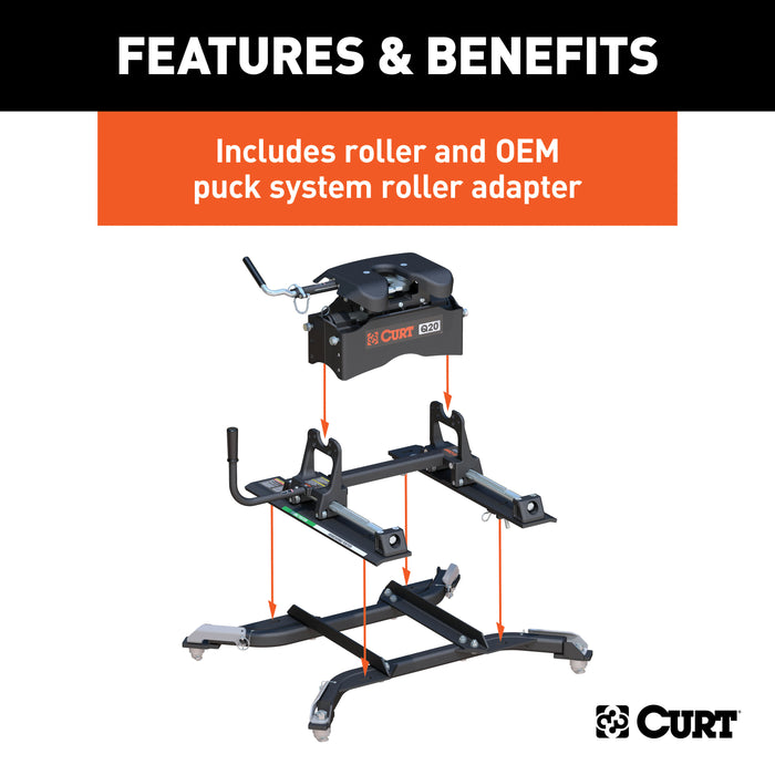 CURT 16687 Q20 Sliding 5th Wheel Hitch; 20K; Select Ram 2500; 3500; 6.5ft. Bed Puck System - Truck Part Superstore