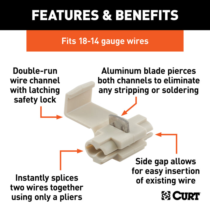 CURT 59906 CURT 59906 18-14 Gauge White Scotch Snap Lock Wire Connectors; 100-Pack - Truck Part Superstore