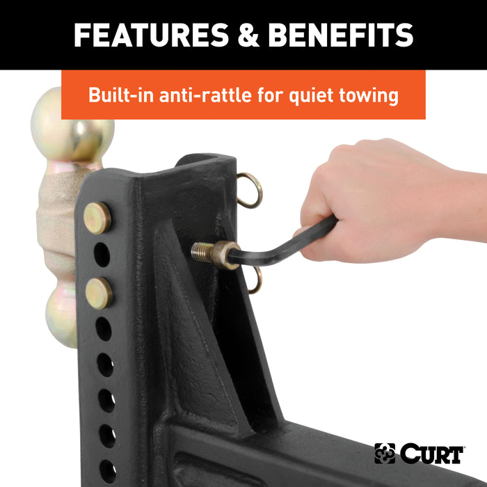 CURT 45902 Adjustable Channel Mount with Dual Ball (2-1/2in. Shank; 20;000 lbs.; 6in. Drop) - Truck Part Superstore