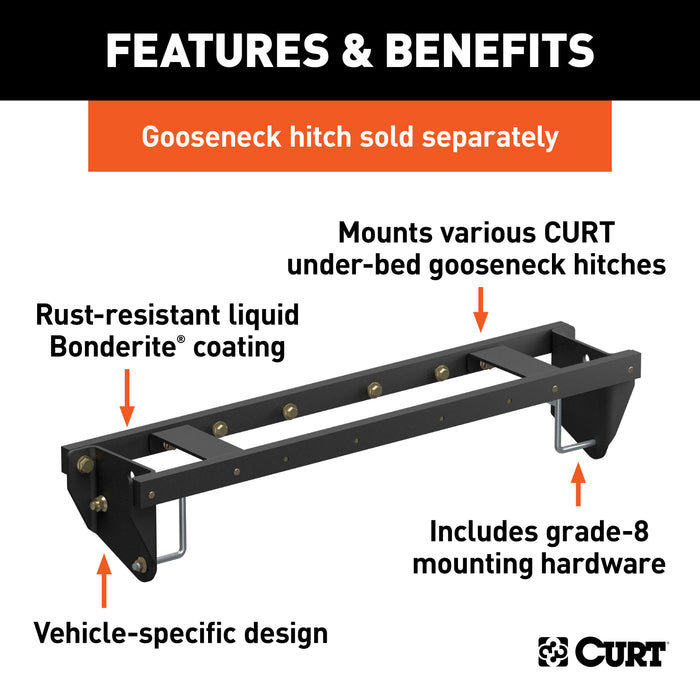 CURT 60696 Double Lock EZr Gooseneck Install Brackets; Select Silverado; Sierra 2500; 3500 - Truck Part Superstore