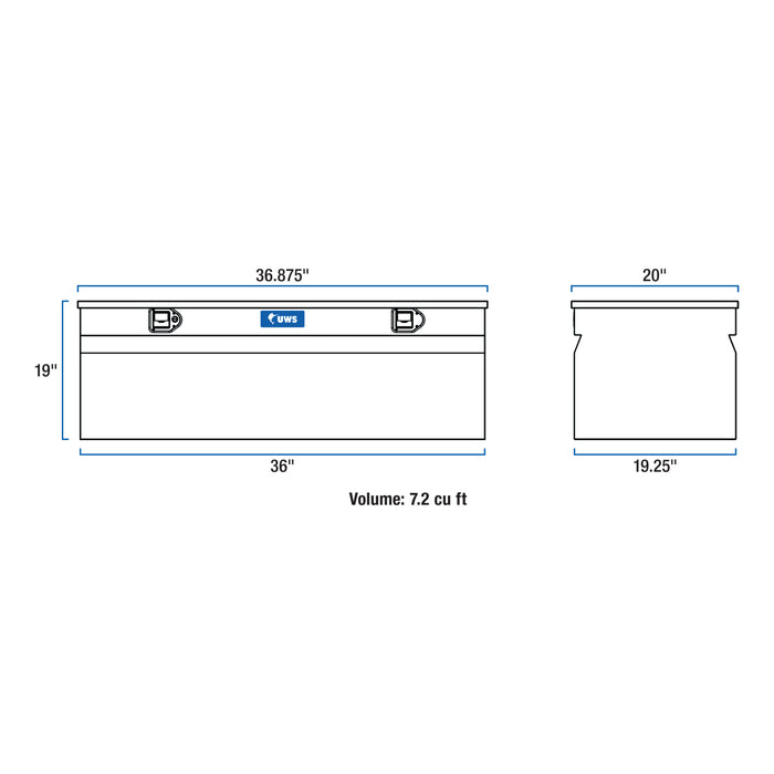 UWS TBC-36 UWS TBC-36 Aluminum Storage Box (36 Inch Truck Tool Box-Bright Aluminum) - Truck Part Superstore