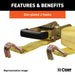 CURT 83047 27ft. Yellow Cargo Strap with J-Hooks (3;333 lbs.) - Truck Part Superstore