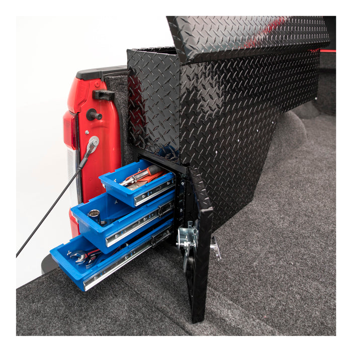 UWS FW-48-DS-D-BLK Gloss Black Aluminum 48in. Driver-Side Wheel Well Tool Box (LTL Shipping Only) - Truck Part Superstore